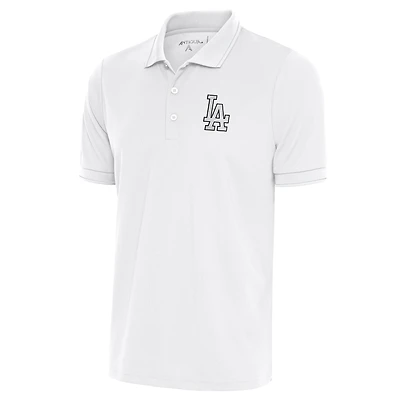 Men's Antigua White Los Angeles Dodgers Metallic Affluent Polo