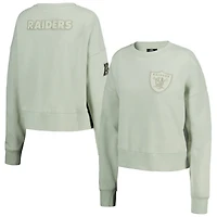 Women's Pro Standard  Light Green Las Vegas Raiders Oversized Cropped Neutral Pullover Sweatshirt