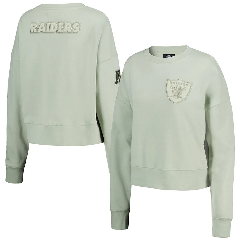 Women's Pro Standard Light Green Las Vegas Raiders Oversized Cropped Neutral Pullover Sweatshirt