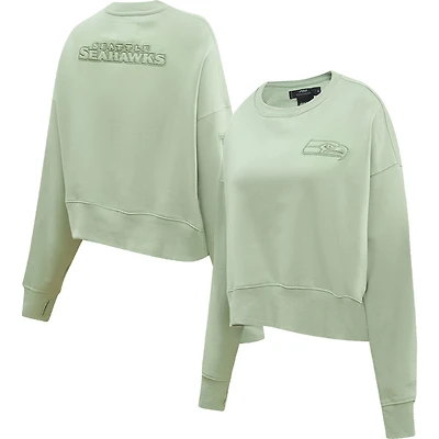 Women's Pro Standard  Light Green Seattle Seahawks Oversized Cropped Neutral Pullover Sweatshirt