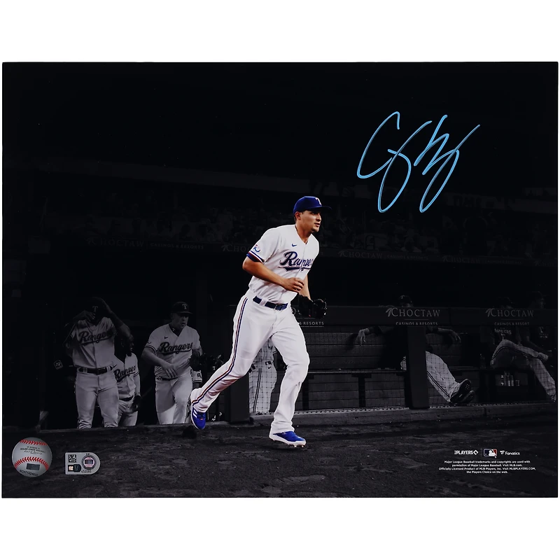 Corey Seager Texas Rangers Autographed 11" x 14" Running Out of Dugout Spotlight Photograph