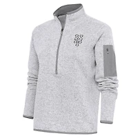Women's Antigua  Heather Gray New York Mets Brushed Metallic Fortune Half-Zip Pullover Jacket