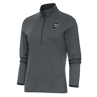 Women's Antigua  Heather Charcoal Chicago Cubs Brushed Metallic Epic Half-Zip Pullover Top