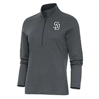 Women's Antigua  Heather Charcoal San Diego Padres Brushed Metallic Epic Half-Zip Pullover Top