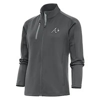 Women's Antigua  Charcoal Atlanta Braves Brushed Metallic Generation Full-Zip Jacket