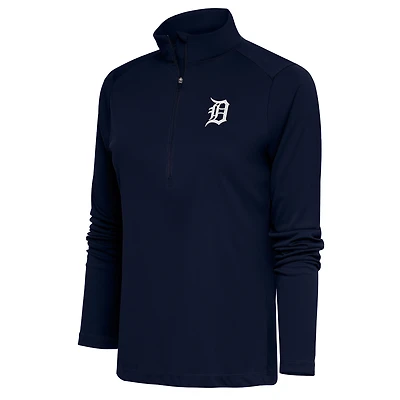 Women's Antigua Navy Detroit Tigers Brushed Metallic Tribute Half-Zip Pullover Top