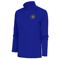 Women's Antigua  Royal Chicago Cubs Brushed Metallic Tribute Half-Zip Pullover Top