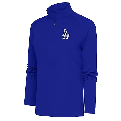 Women's Antigua  Royal Los Angeles Dodgers Brushed Metallic Tribute Half-Zip Pullover Top