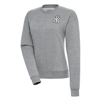 Women's Antigua  Heather Gray New York Yankees Brushed Metallic Victory Pullover Sweatshirt