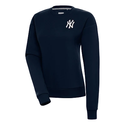 Women's Antigua  Navy New York Yankees Brushed Metallic Victory Pullover Sweatshirt