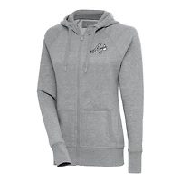 Women's Antigua  Heather Gray Atlanta Braves Brushed Metallic Victory Full-Zip Hoodie