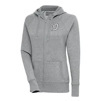 Women's Antigua  Heather Gray Detroit Tigers Brushed Metallic Victory Full-Zip Hoodie