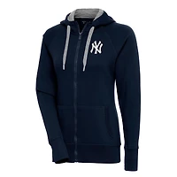 Women's Antigua  Navy New York Yankees Brushed Metallic Victory Full-Zip Hoodie