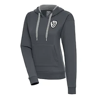 Women's Antigua  Charcoal Milwaukee Brewers Brushed Metallic Victory Pullover Hoodie