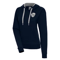 Women's Antigua  Navy Milwaukee Brewers Brushed Metallic Victory Pullover Hoodie