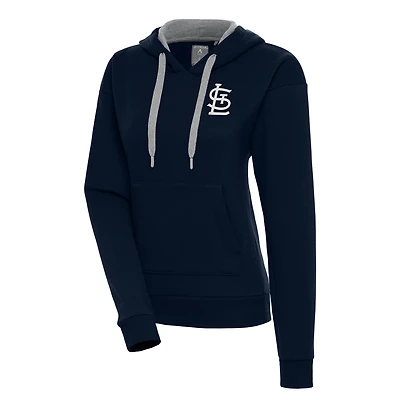 Women's Antigua  Navy St. Louis Cardinals Brushed Metallic Victory Pullover Hoodie