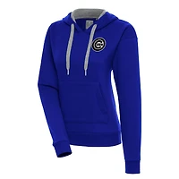Women's Antigua  Royal Chicago Cubs Brushed Metallic Victory Pullover Hoodie