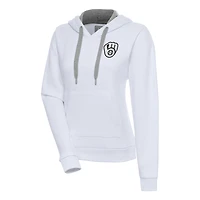 Women's Antigua  White Milwaukee Brewers Brushed Metallic Victory Pullover Hoodie