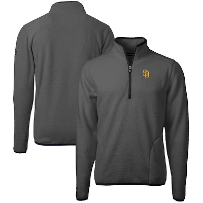Men's Cutter & Buck  Gray San Diego Padres Cascade Eco Sherpa Fleece Quarter-Zip Pullover Jacket