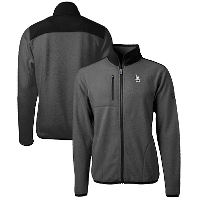 Men's Cutter & Buck  Gray Los Angeles Dodgers Cascade Eco Sherpa Full-Zip Fleece Jacket