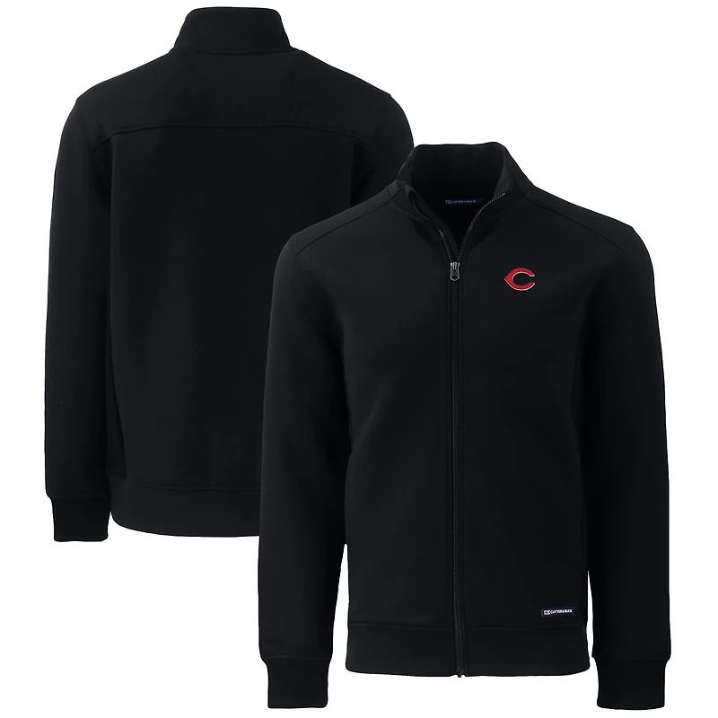Men's Cutter & Buck  Black Cincinnati Reds Roam Eco Recycled Full-Zip Jacket