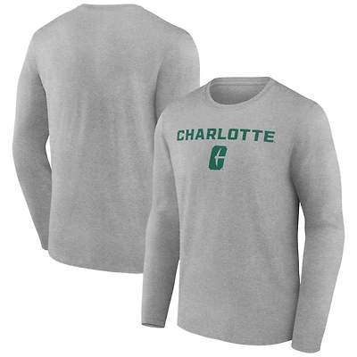 Men's Gray Charlotte 49ers Campus Long Sleeve T-Shirt