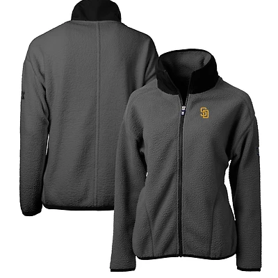 Women's Cutter & Buck  Gray San Diego Padres Roam Cascade Eco Sherpa Full-Zip Fleece Jacket