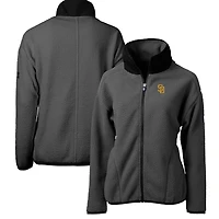 Women's Cutter & Buck  Gray San Diego Padres Roam Cascade Eco Sherpa Full-Zip Fleece Jacket