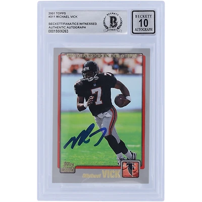 Michael Vick Atlanta Falcons Autographed 2001 Topps #311 Beckett Fanatics Witnessed Authenticated 10 Rookie Card