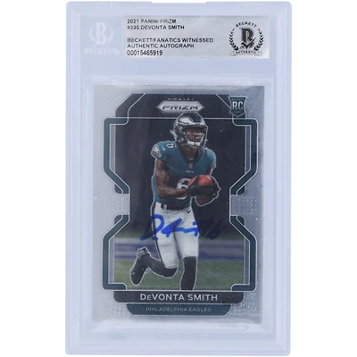 DeVonta Smith Philadelphia Eagles Autographed 2021 Panini Prizm #335 Beckett Fanatics Witnessed Authenticated Rookie Card