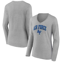 Women's Gray Air Force Falcons Campus Long Sleeve V-Neck T-Shirt