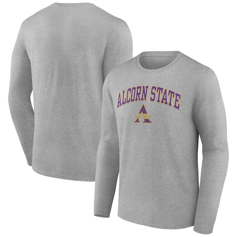 Men's Gray Alcorn State Braves Campus Long Sleeve T-Shirt