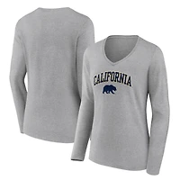 Women's Gray Cal Bears Campus Long Sleeve V-Neck T-Shirt