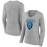 Women's Gray Columbia University Campus Long Sleeve V-Neck T-Shirt