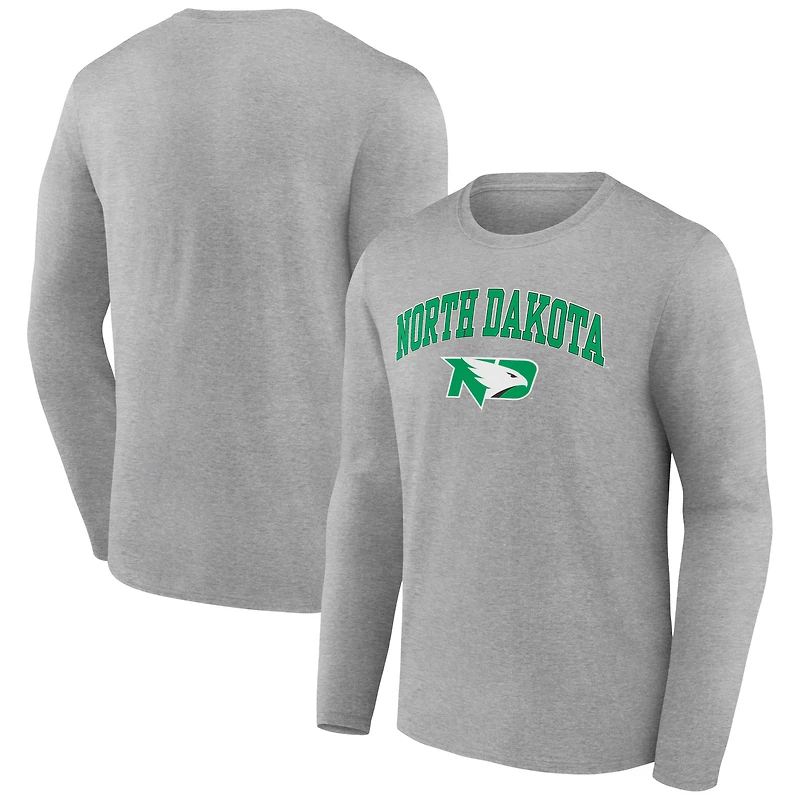 Men's Gray North Dakota Campus Long Sleeve T-Shirt