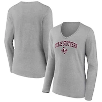 Women's Gray Texas Southern Tigers Campus Long Sleeve V-Neck T-Shirt