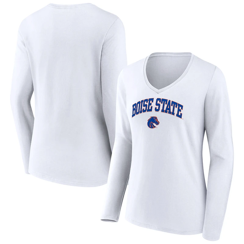 Women's Boise State Broncos Campus Long Sleeve V-Neck T-Shirt