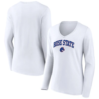 Women's Boise State Broncos Campus Long Sleeve V-Neck T-Shirt