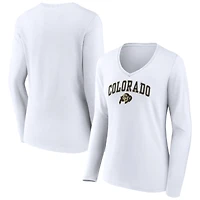 Women's White Colorado Buffaloes Campus Long Sleeve V-Neck T-Shirt