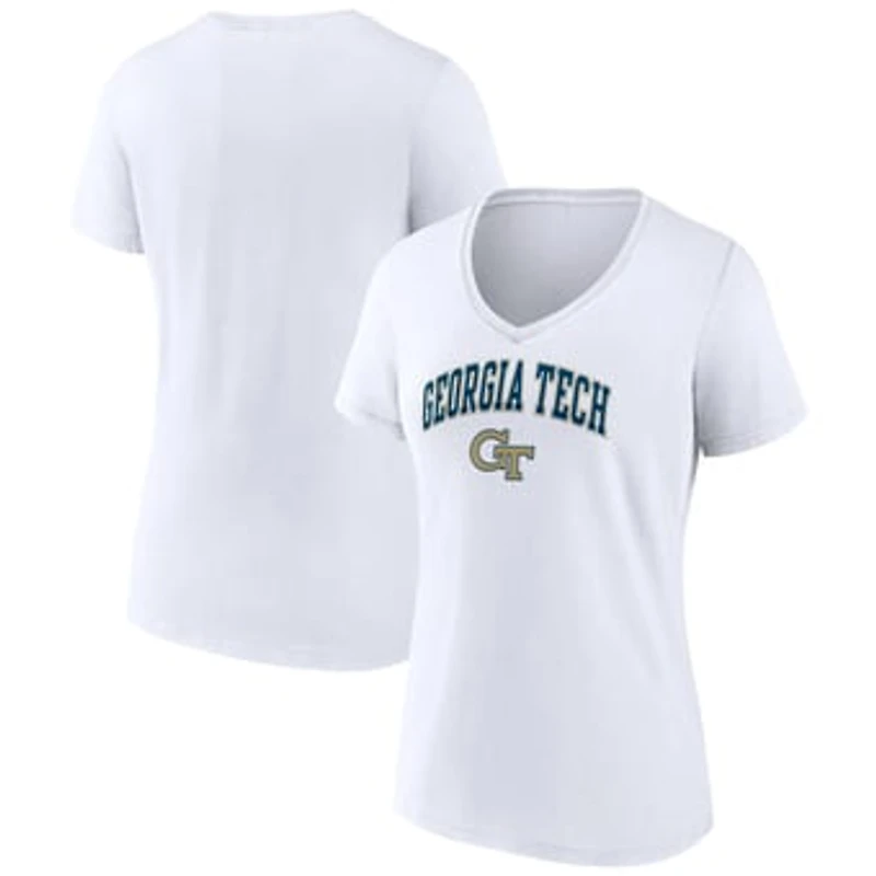 Women's White Georgia Tech Yellow Jackets Campus V-Neck T-Shirt