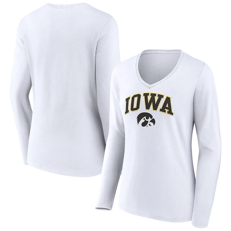 Women's Iowa Hawkeyes Campus Long Sleeve V-Neck T-Shirt