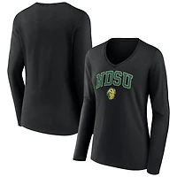 Women's Black NDSU Bison Campus Long Sleeve V-Neck T-Shirt