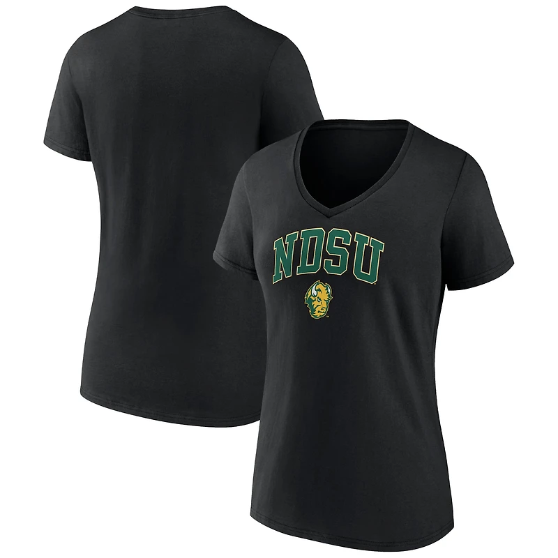 Women's Black NDSU Bison Campus V-Neck T-Shirt