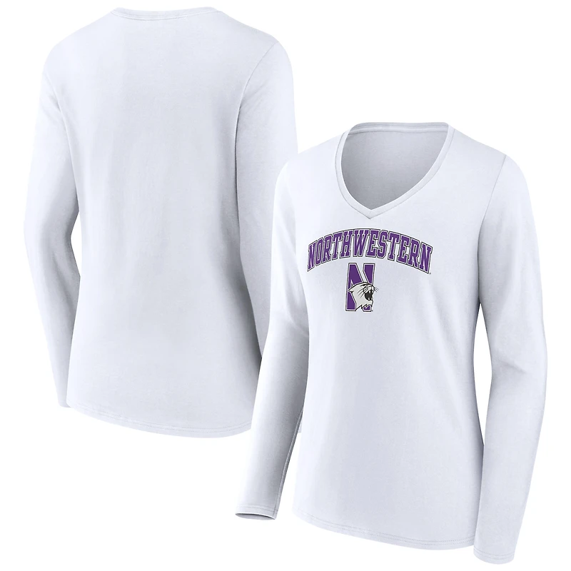 Women's Northwestern Wildcats Campus Long Sleeve V-Neck T-Shirt