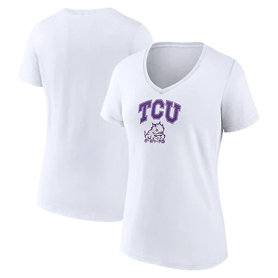 Women's White TCU Horned Frogs Campus V-Neck T-Shirt