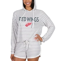 Women's Concepts Sport  Cream Detroit Red Wings Visibility Long Sleeve Hoodie Top & Shorts Set