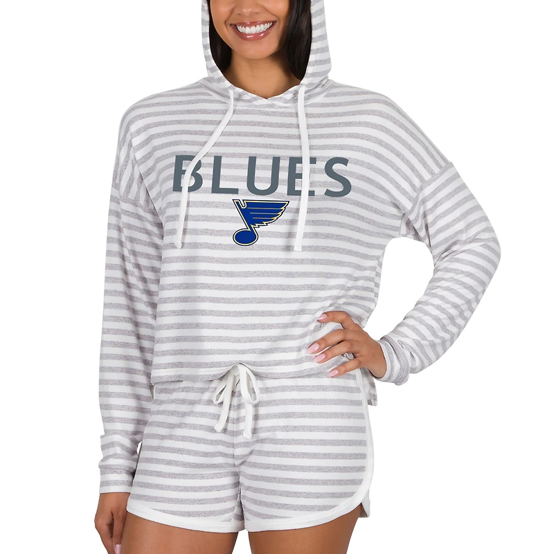 Women's Concepts Sport  Cream St. Louis Blues Visibility Long Sleeve Hoodie Top & Shorts Set