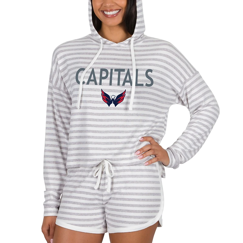 Women's Concepts Sport  Cream Washington Capitals Visibility Long Sleeve Hoodie Top & Shorts Set