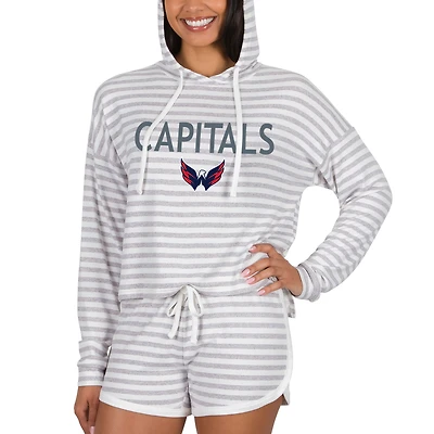 Women's Concepts Sport  Cream Washington Capitals Visibility Long Sleeve Hoodie Top & Shorts Set