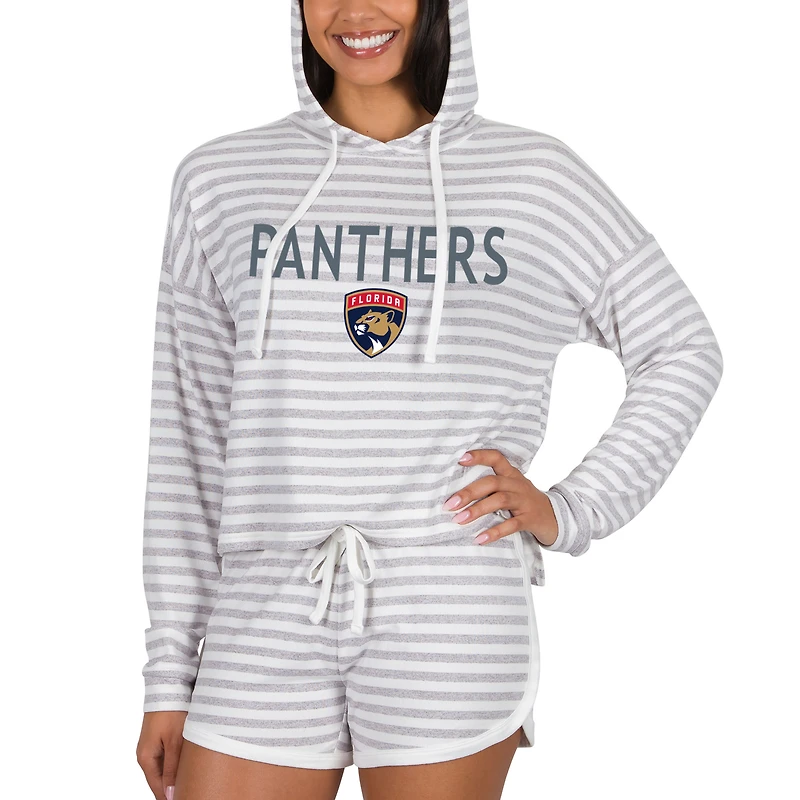 Women's Concepts Sport  Cream Florida Panthers Visibility Long Sleeve Hoodie Top & Shorts Set